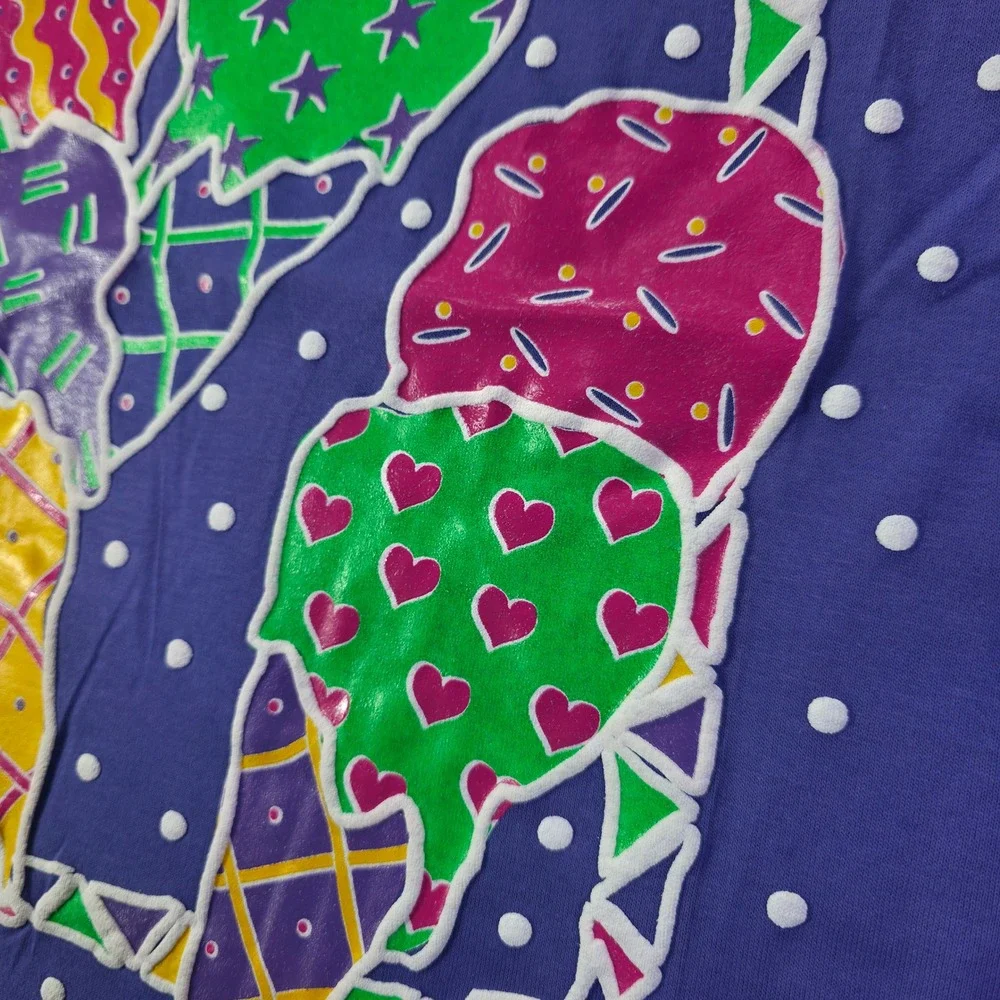 Copper Key Kids Purple Ice Cream Puff Print Graphic T-Shirt Size Medium NWT